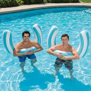 2pcs 30x24 Inches Inflatable Curved Pool Noodles, Portable Pool Float, Blue Stripe Design, Ideal for Adults, Summer Beach Fun, Travel Essentials