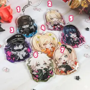 Danganronpa 1 + 2 + V3 Gradient Keychain Charms, front side epoxy