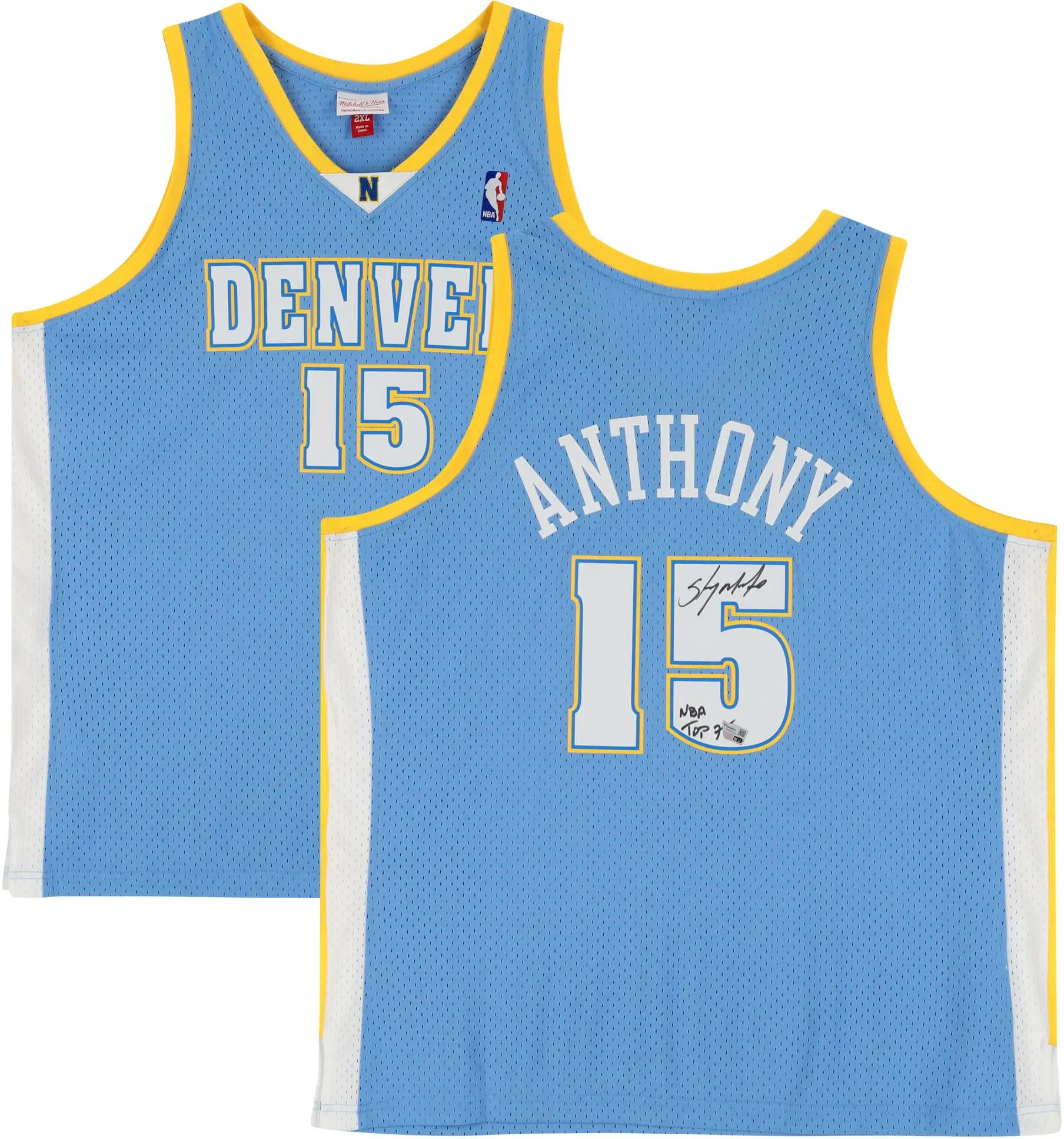 Carmelo Anthony Denver Nuggets Autographed Light Blue Mitchell & Ness 2003-2004 Swingman Jersey with "NBA Top 75" Inscription - Fanatics Authentic Certified