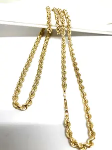 10k Solid Gold Yellow Rope Chain 24 - 26 inch | 4mm - 5mm width (Semi-Hollow Style)