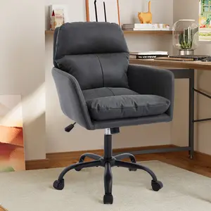 SAVEYOUR Modern Adjustable Height PU Leather Vanity Chair - Sturdy Metal Framework, Ergonomic Design, Black Base, for Office & Bedroom, Makeup Vanity Chairs, Indoor Recreation Use, Makeup Vanity Chair