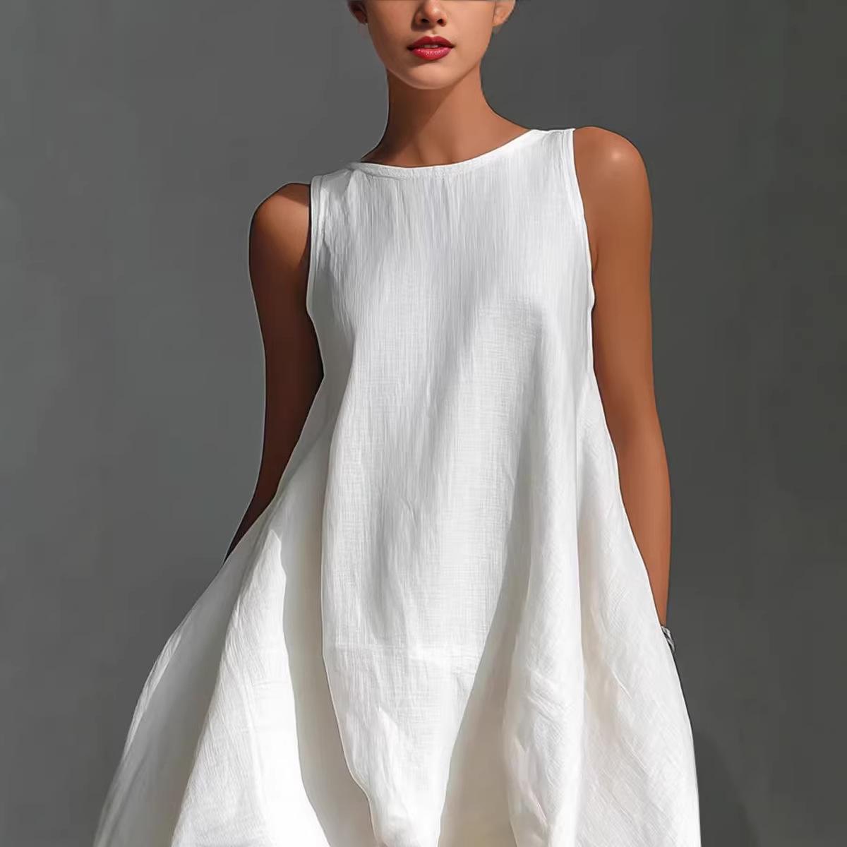 Women Plus Size Maxi Dress Sleeveless Round Neck Loose Fit Flowy Swing Dress Solid Color Summer Casual Outfit Women Plus Size Maxi Dress Sleeveless Round Neck Loose Fit Flowy Swing Dress Solid Color Summer Casual Outfit