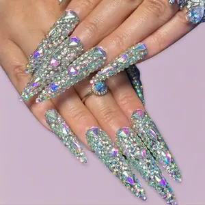 Bold Glam Long Press-On Nails Set 10PCS Handmade Acrylic Art Salon-Quality Glitter-Accented Modern Glam Design Reusable Apply Fast Easy to Remove Custom Fit Glossy No Drying Time Safe for Cuticles Elegant Glamour Vegan Cruelty-Free