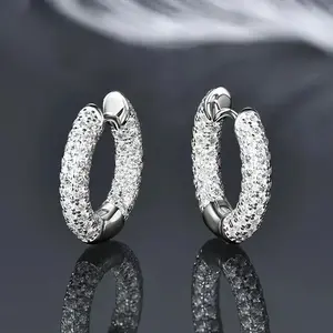 925 Sterling Silver Full Moissanite Diamond Earrings for Women Men Hoop Earrings Fine Jewelry 2025 Hip Hop Fashion（gift）