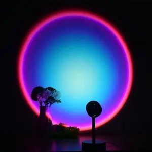 Rgb16 Color LED Sunset Lamp, 16 Colors Adjustable, 360° Rotatable, Ambient Light for Walls, Ceiling, Background, Portable, Party Decor
