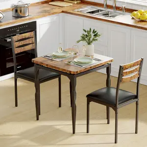 Garvee Dining Set for 2 - Compact 3-Piece Table and Chairs with Spiral Legs, Perfect for Small Spaces, Kitchen, Apartment, or Café Use