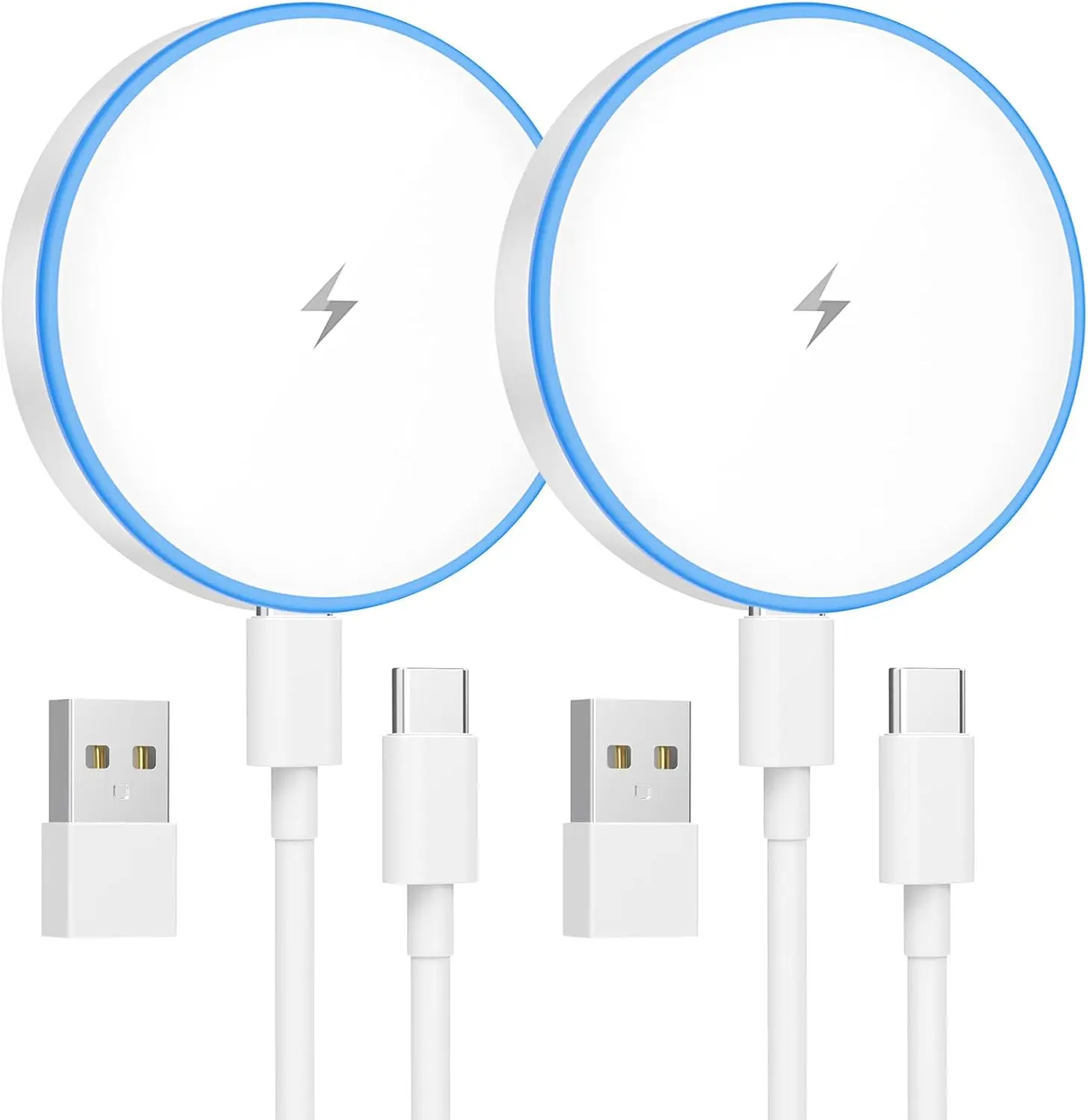 MagSafe Charger 2 Pack 15W Magnetic Wireless Charger Fast Charging Pad | Two USB-C cables and two USB-A adapters, compatible with iPhone 17/16/15/14/13/12 Series and AirPods 4/3/2/Pro