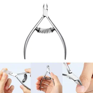 Manicure Cuticle Nippers Spring Professional Cuticle Cutter Trimmer Pedicure Pliers Cuticle Scissors Pro Stainless Steel Cuticle Nipper | Sharp Spring-Loaded Nail Clippers for Dead Skin &Hangnails Salon-Quality Manicure Tool Ergonomic Grip Sharp & Durable