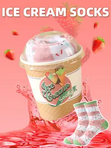 Cute Ice Cream Gift Box Socks, Fun Socks, Soft Comfortable Mid-Calf Socks, Creative Food Design, Perfect for Birthday, Valentine's Day, Easter, Party Gifts