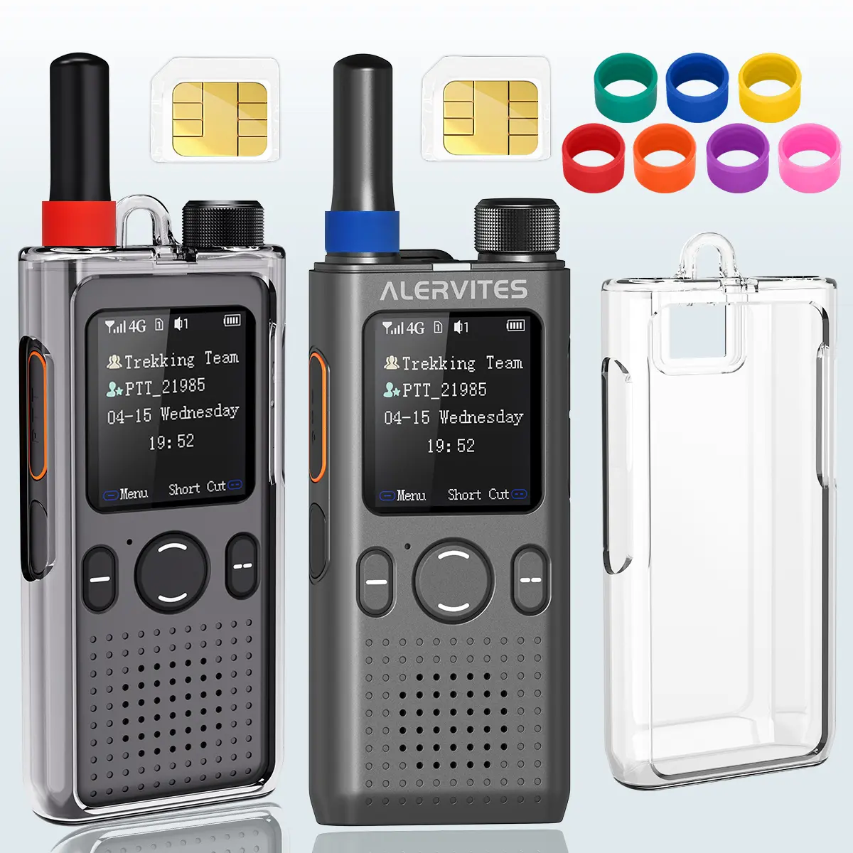 (MADE BY BAOFENG) ALERVITES AT 1 Global Walkie Talkie PTT POC Radio With 3 Year SIM Card 5000Miles Long Range 4G Network Two Way Radio for Camping Hiking