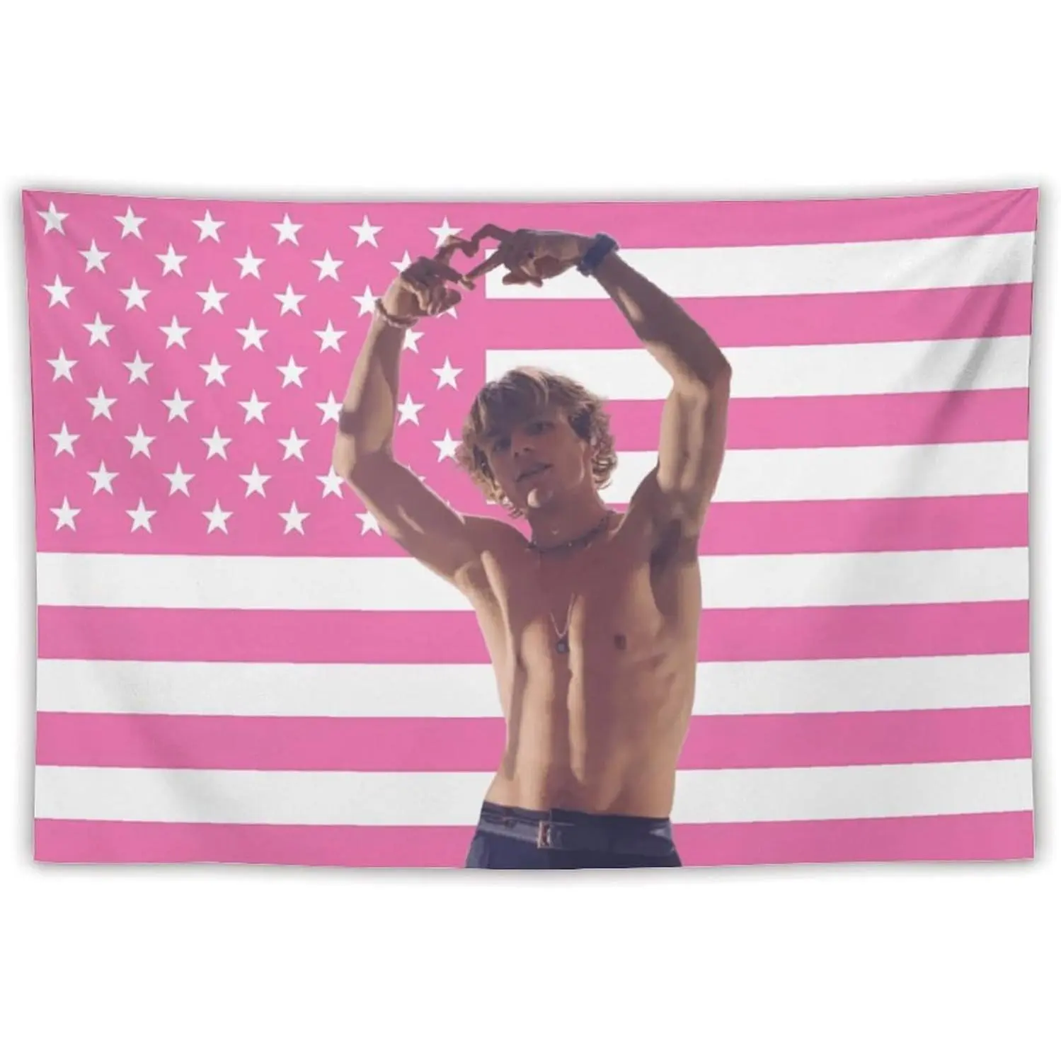 Ross Music Lynch Print Tapestry - 40x30in Light Synthetic Polyester Wall Hanging, Home Supplies with Classic Strong Letters, Animals, Peach Blush Pink American Flag, Bright Colors for College Dorms, Indoor/Outdoor Decor, Decorative