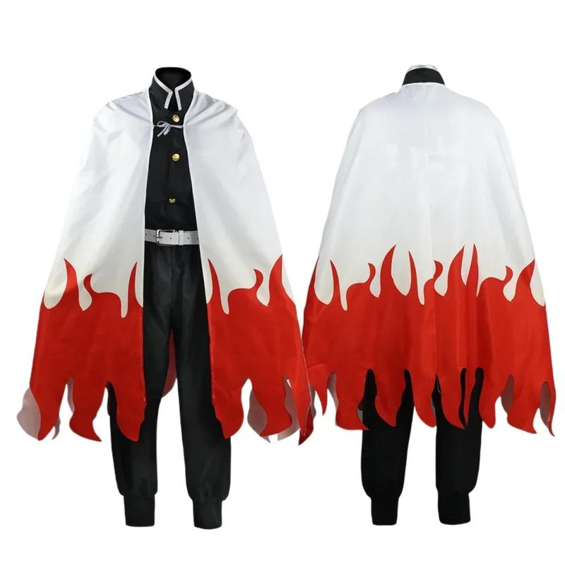 2025 Halloween Anime Rengoku Kyoujuru Kimono Volwassen Kinderen Cosplay Kostuum Halloween Party Uniform Pruik