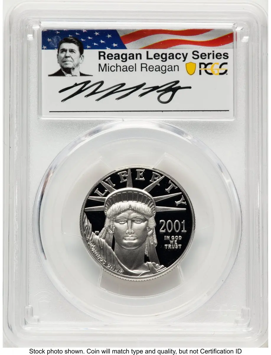 Modern Bullion Coins (2001-W Proof Platinum Eagle 1/2 oz Reagan Legacy Series Michael Reagan Picture)