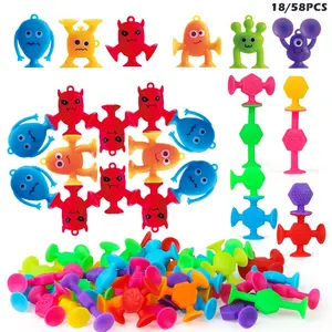 18/58 Pieces Stacking Toys for Kids Ages 3-6, Suction Cup Bath/windshield Toy, Count & Color Learning Educational Toy, Birthday Gift