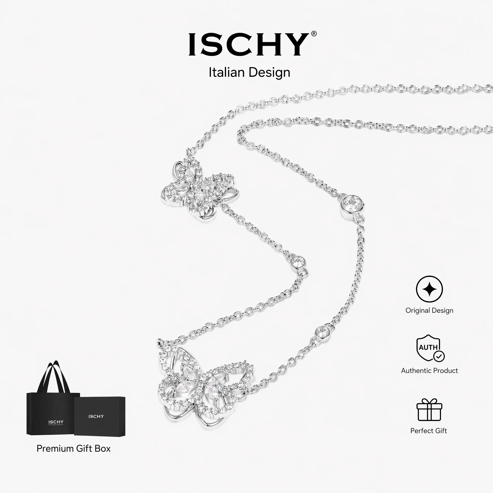 ISCHY Butterfly Necklace for Women – Light Luxury Niche Collarbone Chain, Premium Feel, Versatile for Commuting, Original Design