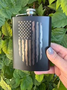 8oz Laser Engraved Flask | American Flag | Patriotic | Gift for Him