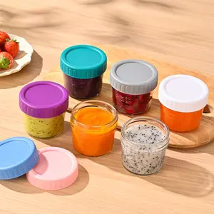 6-Piece Glass Baby Food Containers with Lids,4 OZ Small Glass Freezer Safe Baby Food Storage Jars,Leak Proof Baby Food Grade Puree Containers