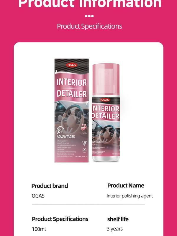 Interior Detailer Restorer Polishesfor Leather,Plastic ,Rubber,User Friendly TrimRestorer Safe Auto Detailing Supplies-15 Oz KitUV Protection Car