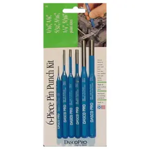 212 MAIN Dasco Pro 22 6-Piece Heat-Treated High Carbon Pin Punch Kit, Hand Tools for DIY Woodwork