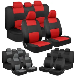 9PCS 5 Seat Car Auto Seat Cover, Rear Split Bench with Zipper, Front Rear Full Set Flat Cloth / Polyester Cushion Breathable Non-Slip Easy Installation Seat Covers Protector Pad  Mat, Universal Vehicle Interior Decoration Accessories For Car Sedan SUV