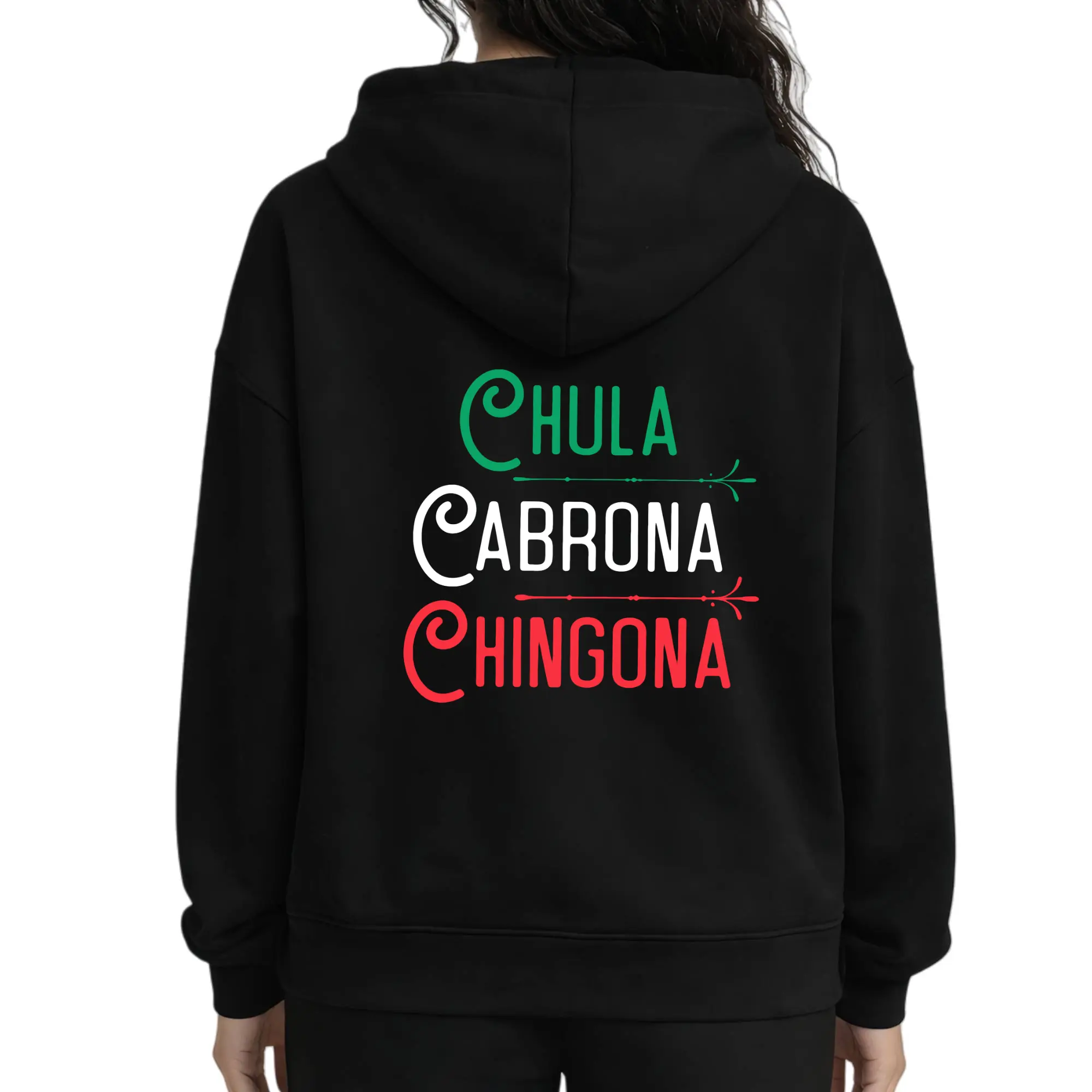 Mexican Chola Chingona Hoodie Men's Long Sleeve Hooded Graphic Print Streetwear Baddie Aesthetic Aztec Latino Cultural Apparel Menswear Sweatshirts Classic Classic