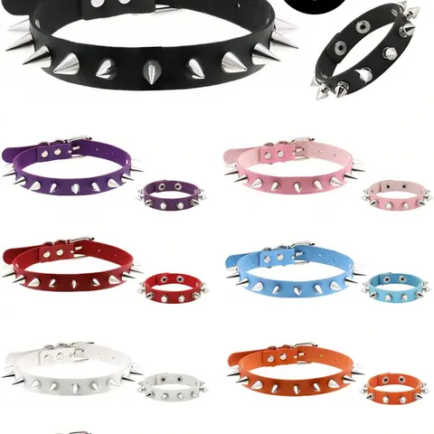 Punk Style Spiked Decor Pu Leather Choker & Bracelet, Adjustable Choker for Party, Daily Clothing Decor, Casual Jewelry, Fashion Cool Accessories, Jewelry Accessories