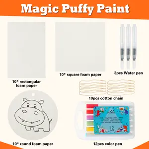 Mantyplay 45 Pcs Magic Foam Texture Painting Kit, Including 30 Pcs Foam Texture Paper, 12 Colors Brush Tip Automatic Ink Control Acrylic Paint Markers, Magical 3D Effect Painting Kit for DIY Arts,toys, toy,Crafts,gift, Handcraft, Handicraft