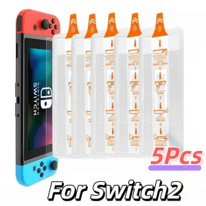 Switch2 Screen Protector Film Set, High Definition Tempered Glass, Easy Install Kit, Scratch Resistant Design, Durable Protection
