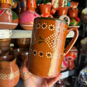 Handmade Mexican Tarro Mug – Inspired Tall Ceramic Mug, Rustic Barro Clay Beer Stein, Father’s Day Gift Reusable Drinkware Cup Washable