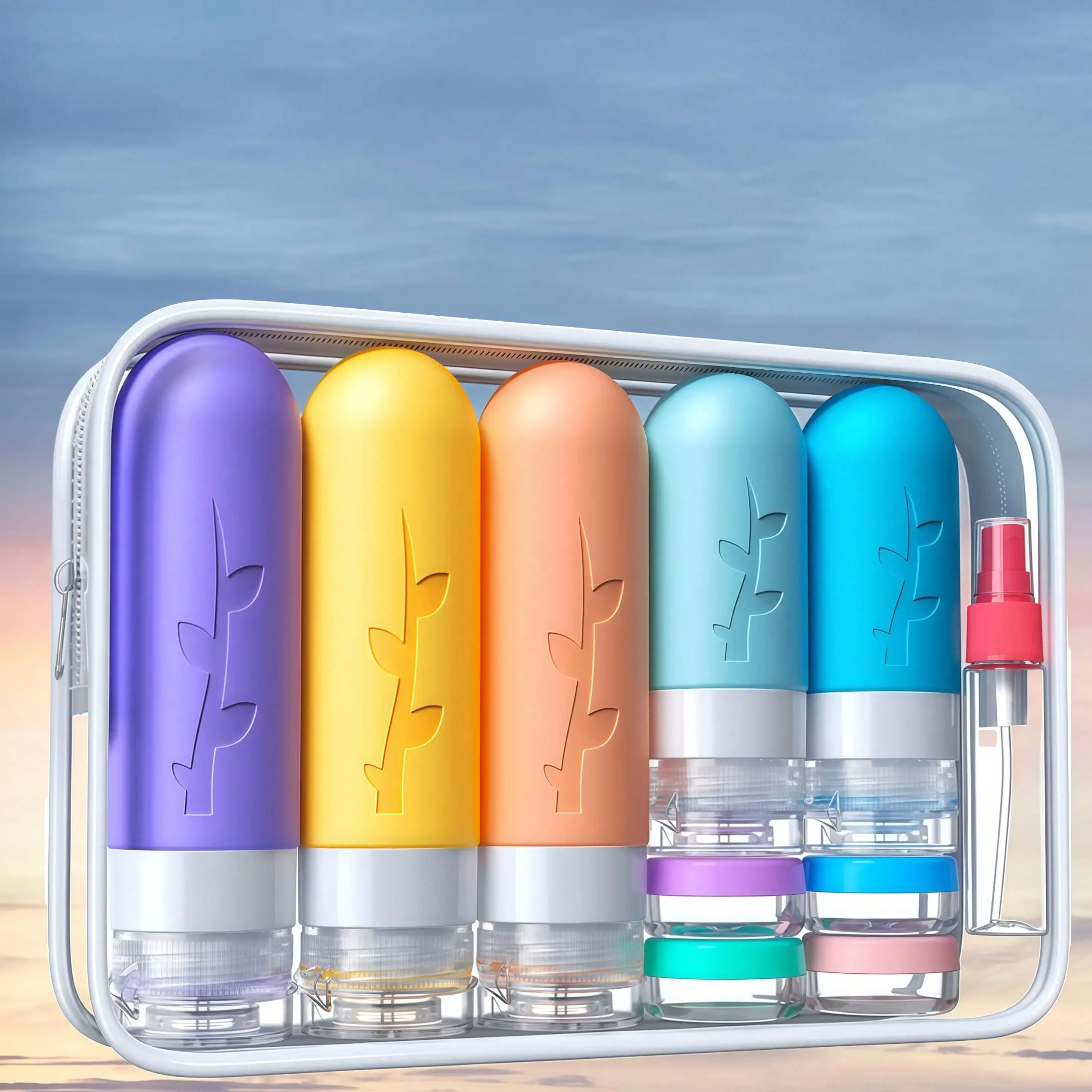 Travel Bottles Set 19 Pack TSA Approved Silicone Refillable Leakproof Containers for Toiletries Shampoo Conditioner Skin Care Products