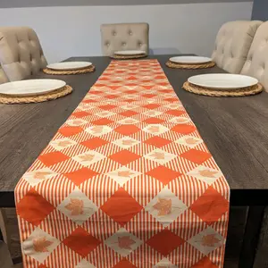 Fall Leaf Plaid Reversible Table Runner 13.5x72