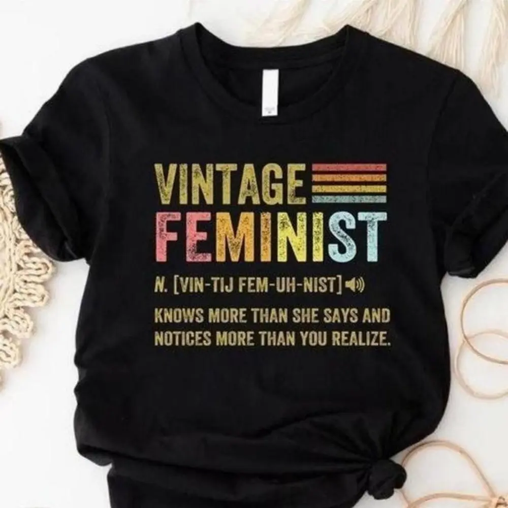 Women's Smooth Seamless Loose Feminist Graphic T-Shirt - Equality & Girl Power Themed Top, Feminism Gifts for Empowered Women, Full-Color Short & Sweet Outfit Piece