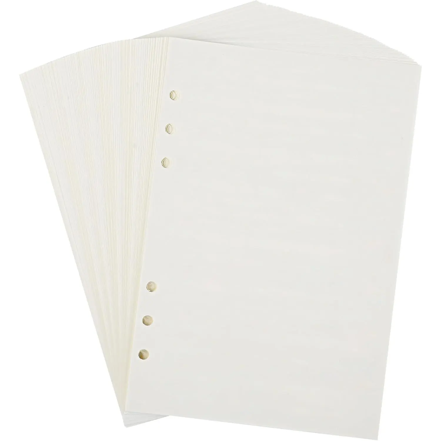 A5 6-ring Binder Project Insert 8.26x 5.6 inch thick cream dot, 100 GSM loose-leaf lattice paper, paper refill compatible with Filofax (Beige-80 Sheets-Blank, A5)