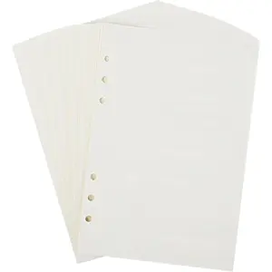 A5 6-ring Binder Project Insert 8.26x 5.6 inch thick cream dot, 100 GSM loose-leaf lattice paper, paper refill compatible with Filofax (Beige-80 Sheets-Blank, A5)
