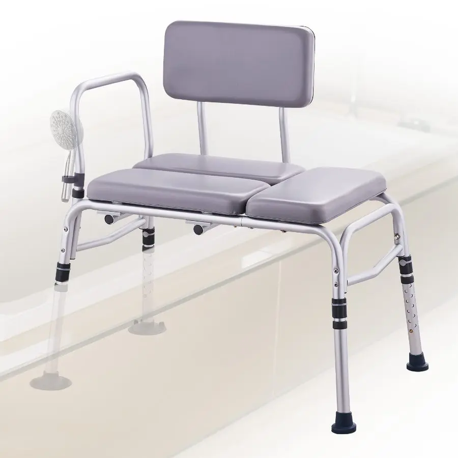 【Summerfinds】 VEVOR Tub Transfer Bench for Bathtub 500lbs, Shower Seats for Adults, Lightweight Shower Bench for Elderly and Disabled with Padded Seat, Non-Slip Bath Seats with Armrest and Reversible Backrestdealsforyoudays