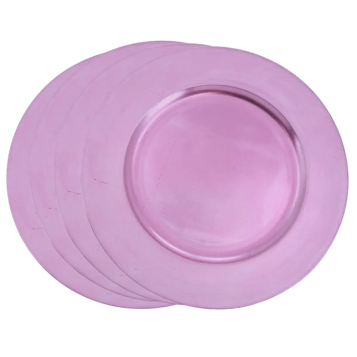 SARO CH001.P13R 13 in. 100% Plastic Solid Round Classic Charger Plates - Pink, Set of 4, Table Decor, Dining Table Decor, Dry Food Safe