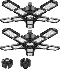 Led Garage Light 180W,Garage Lights Ceiling LED with E26/E27 Medium Base, 6000K Deformable LED Shop Lights with 10+1 Adjustable Panels for Garage, Workshop, Attic, Basemen solar  powered  light Fixtures Modern Design