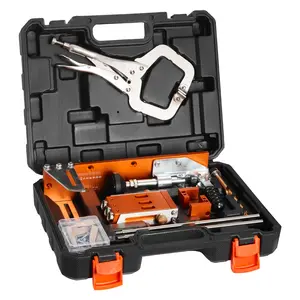 Pocket Hole Jig Kit, 1/2 to 1-1/2 in Adjustable, Jig Pocket Hole System with Toolcase, C-Clamp, Step Drill, Hex Wrench, Drill Stop Ring, Square Drive Bit, Reinforced Metal Frame, for Woodworking