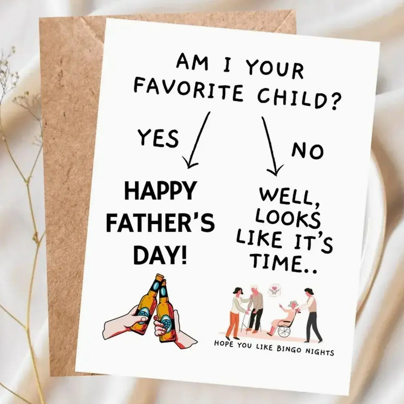 Funny Father's Day Card for Dad – "Am I Your Favorite Child?" Humor Card, Sibling Rivalry Joke, Gift for Dad, Greeting Card with Envelope