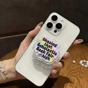 Bookish Quote Phone Grip "Chasing That Scholastic Book Fair High" Design, Secure Grip And Stand, Cute Phone Accessory And Perfect Gift For Book Lovers