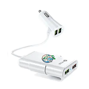 QC3.0 fast charge 8A one to four front and rear seat car charger 4USB with cable multi-function flash charge four-port car charger