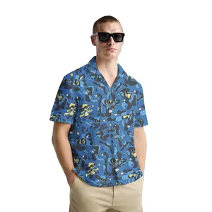 FERITTO LUCARIO Pokemon Hawaiian Shirt for Men - Breathable & Comfortable, Available in Sizes S to 3XL, Perfect Gift for Summer Vacation Menswear Tropical Classic Top