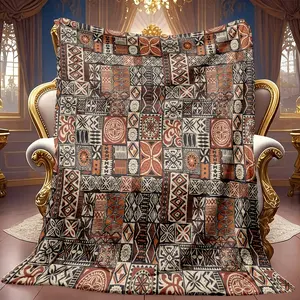 1pc Retro Geometric Pattern Texture Pattern Theme Pattern Flannel Blanket Soft High-definition Digital Printing Cooling Blanket Suitable For All Year Round! 100% Polyester Fiber, Suitable For Family And Friends All Year Round