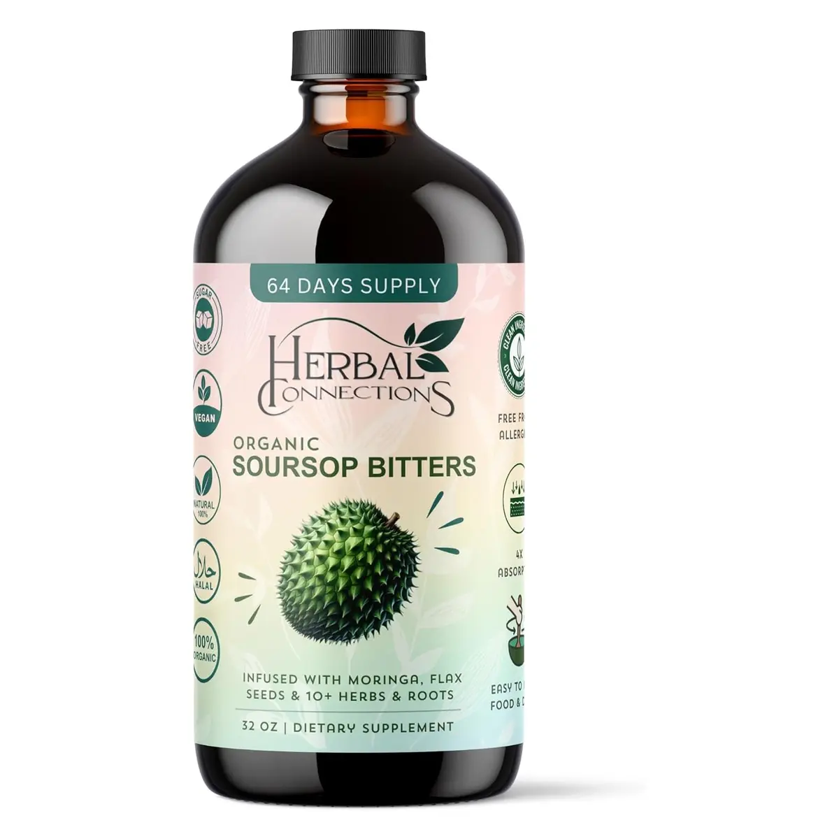 Herbal Connections Soursop Bitters Liquid Dietary Supplement - 32 fl oz, 64 Servings