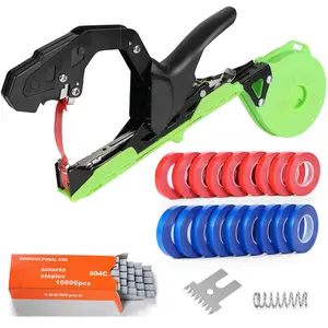 Plant Tying Machine Tool with 20 Rolls of Tape – Handheld Garden Tape Gun for Climbing Plant Support, Vines, and Tomatoes – Clips & Ties for Staking and Training Indoor & Outdoor Use