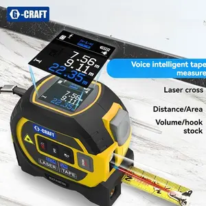 3-In-1 Electric Laser Tape Measure, Smart Voice LCD Backlight High Precision Distance Meter, Automatic Reel Fast Measurement Tool