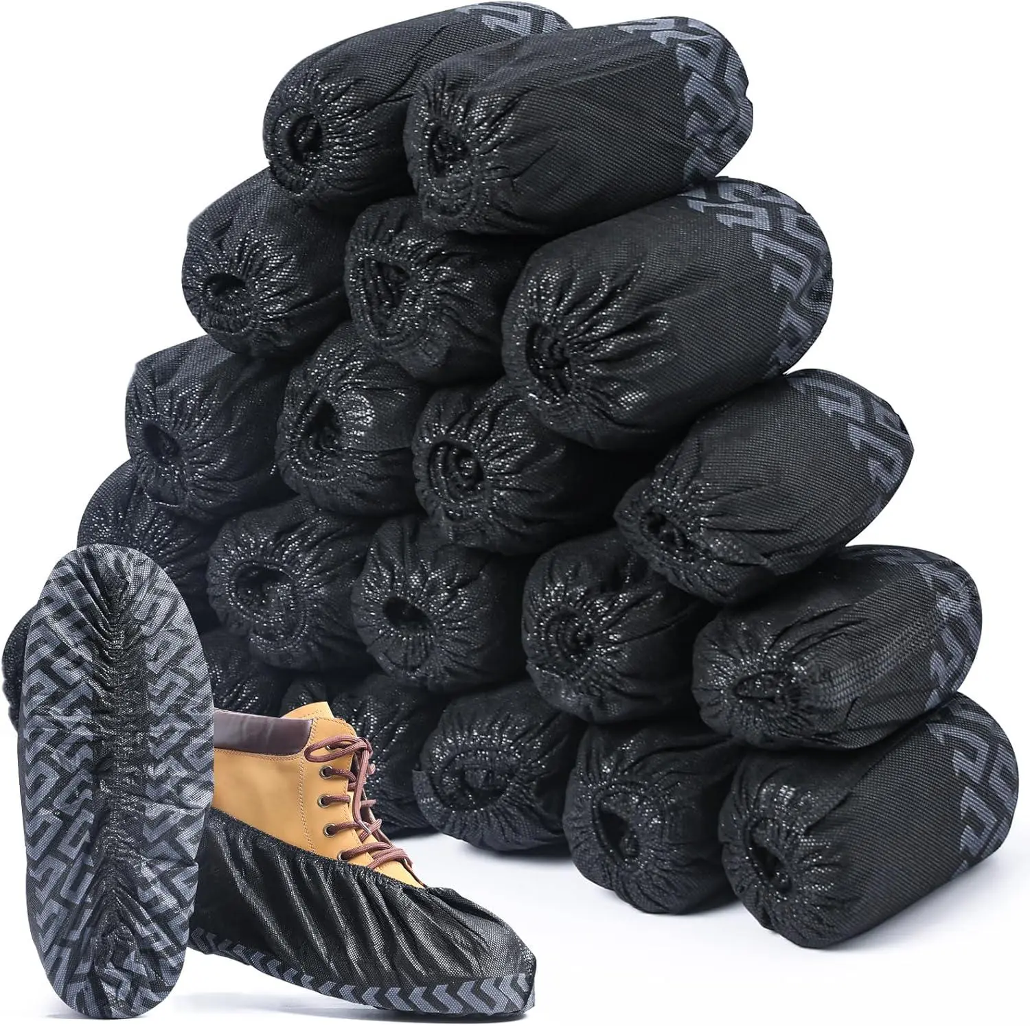 200 pcs disposable anti slip shoe covers with elastic closure design suitable for various shoe types, protecting the floor from cleaning, lightweight and easy to put on and take off, suitable for home and office use