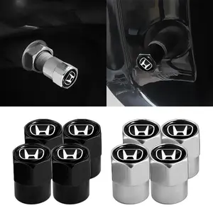 4Pcs Car Goods Metal Car Wheel Tire Valve Core Cap Car Styling For Honda Fit Mugen Insight Type S R VTEC DOHC Modulo Vezel RR Si