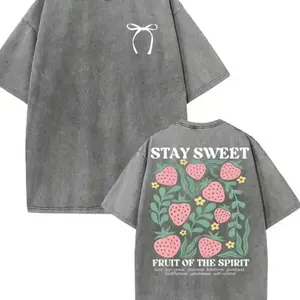 1pc, 100% Pure Cotton, Keep Sweet Pattern Printed T-Shirt, Spring And Summer Round Neck Short Sleeved Men'S T-Shirt, Pure Cotton Breathable Casual Sports Top, Holiday Gift