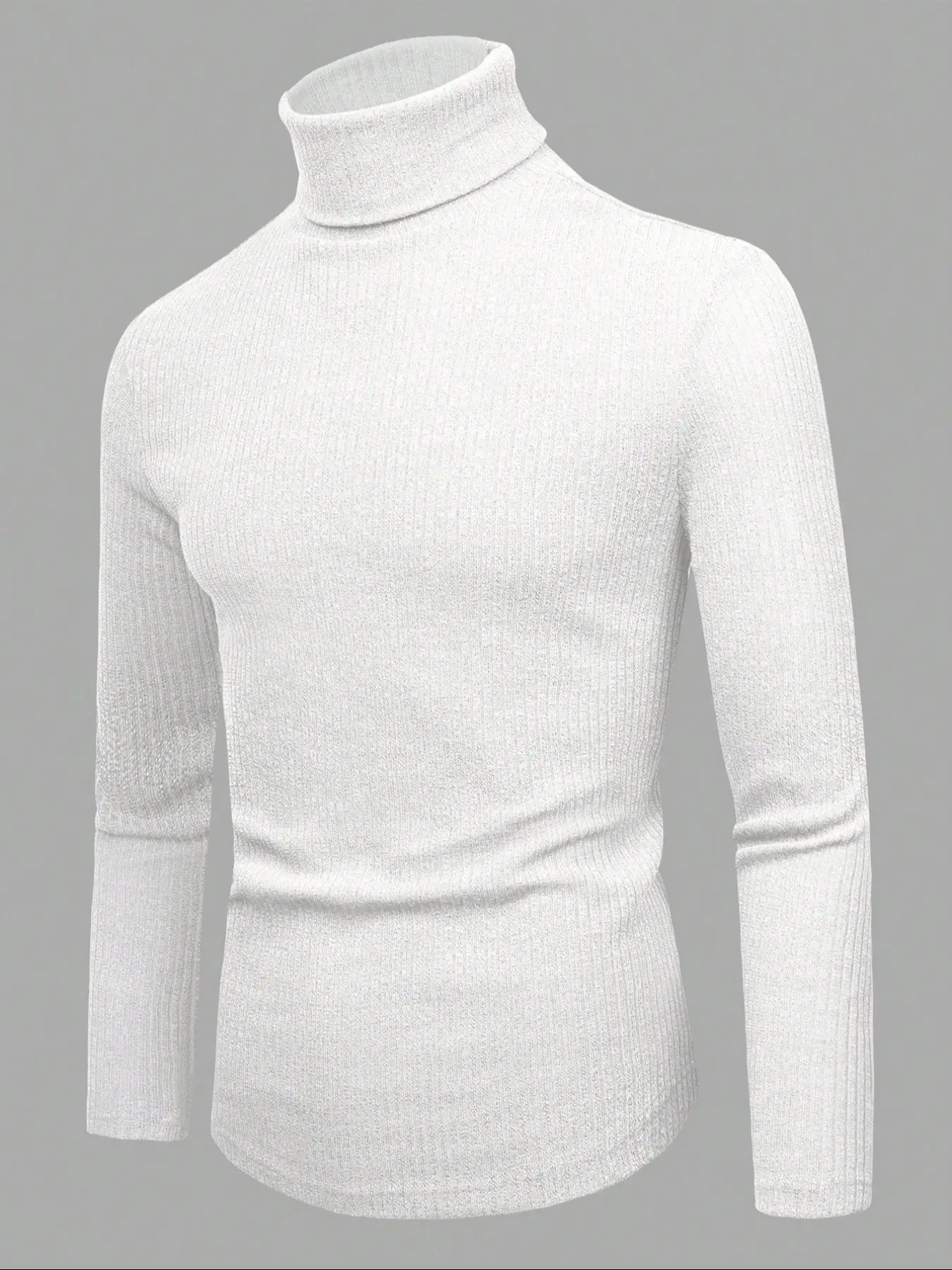 Men's High Neck Pullover Sweater, Solid Color Knitwear, Casual & Formal Wear, Comfortable Fit, Long Sleeve Top, Casual Fitted Pullover